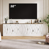 Buffet Cabinet with Storage, 55" Large Sideboard Storage Cabinet with Drawer, 4 Doors and Shelves, Modern Farmhouse Coffee Bar Table Kitchen Island Credenza for Kitchen, Entryway, Dining, Living Room Vividwood