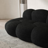 90" Modern Curved Cloud Shaped Couch for Living Room,Lazy Floor Couch, Boucle LoveSeat 3 Seater Sofa, Cozy Leisure Boneless Couches for Bedroom, Apartment-No Assembly Required (Black) WJShome