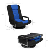 Best Choice Products Swivel Gaming Chair 360 Degree Multipurpose Floor Chair Rocker for TV, Reading, Playing Video Games w/Lumbar Support, Armrest Handles, Adjustable Foldable Backrest - Black/Blue Best Choice Products