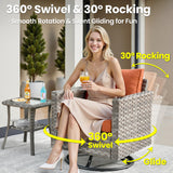 ovios 9 Pieces Patio Furniture Set, Outdoor Wicker Sectional Sofa with 30" Fire Pit Table Swivel Chair, Modern Modular Deep Seat Rattan Couch Conversation Sets, Orange Red ovios