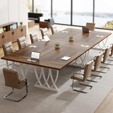 Tribesigns 6 ft Conference Table for 6-8 People, 70.86-Inch Rectangle Conference Table Meeting Seminar Table with Unique Curved Metal Support for Home Office (Retro Brown & White, Without Chair) Tribesigns