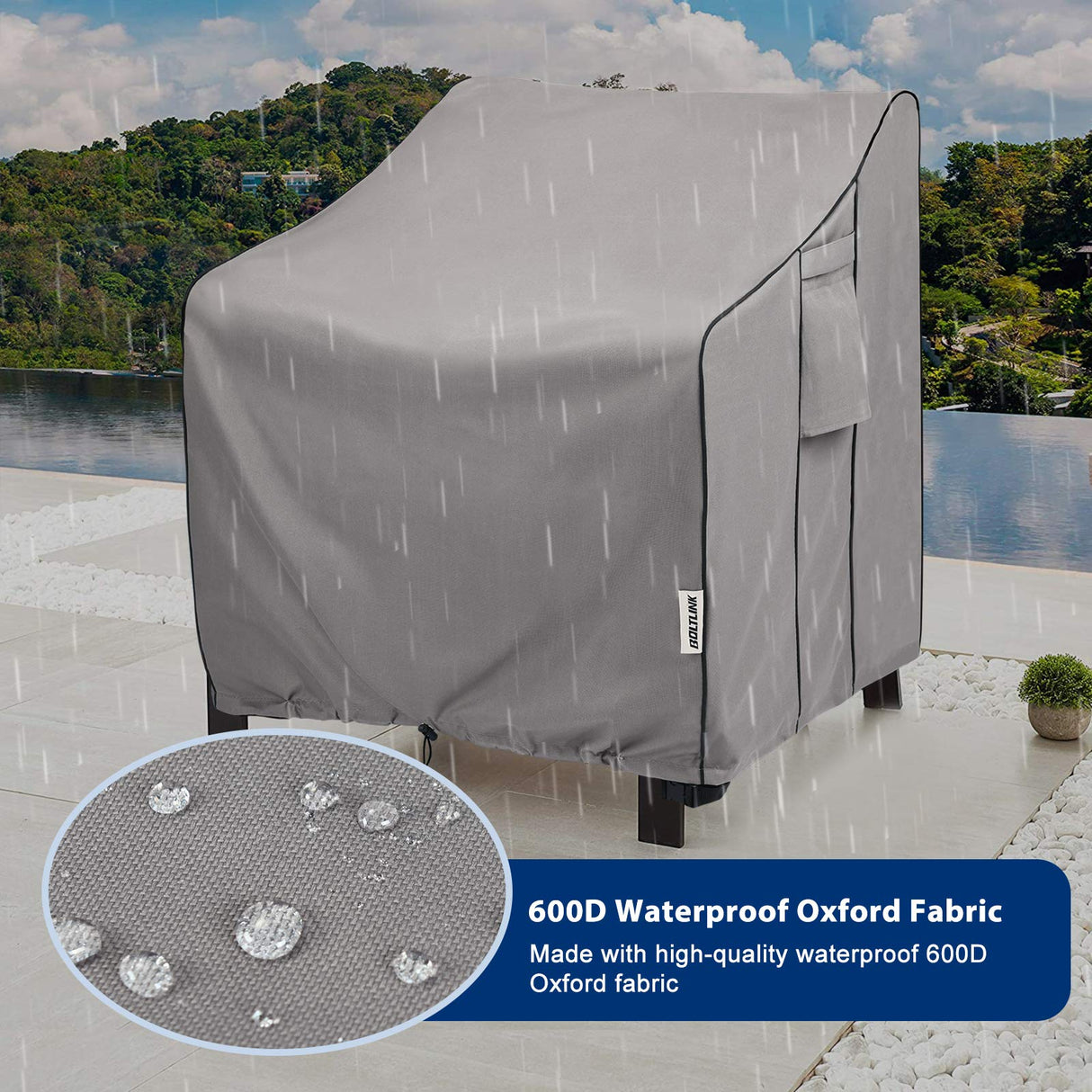 BOLTLINK Patio Chair Covers Waterproof, Heavy Duty Outdoor Furniture Covers Fits up to 36W x 37D x 36H inches -2 Pack BOLTLINK