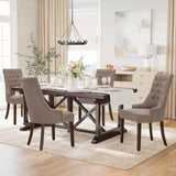 COLAMY Wingback Upholstered Dining Chairs Set of 2, Fabric Side Dining Room Chairs with Tufted Button, Living Room Chairs for Home Kitchen, Taupe COLAMY