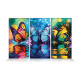 ArtSkills Diamond Painting Kit, Diamond Art Ready to Hang Framed Canvas with Storage and Accessory Kit, Enchanted Butterflies, 3 Stretched Canvas Panels, 14” x 7” Each ArtSkills