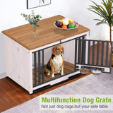 GUTINNEEN Dog Crate Furniture Foldable Dog Kennel for Small Medium Dogs Large Solid Wood Dog House with Bowl Heavy Duty Dog Cage End Table GUTINNEEN