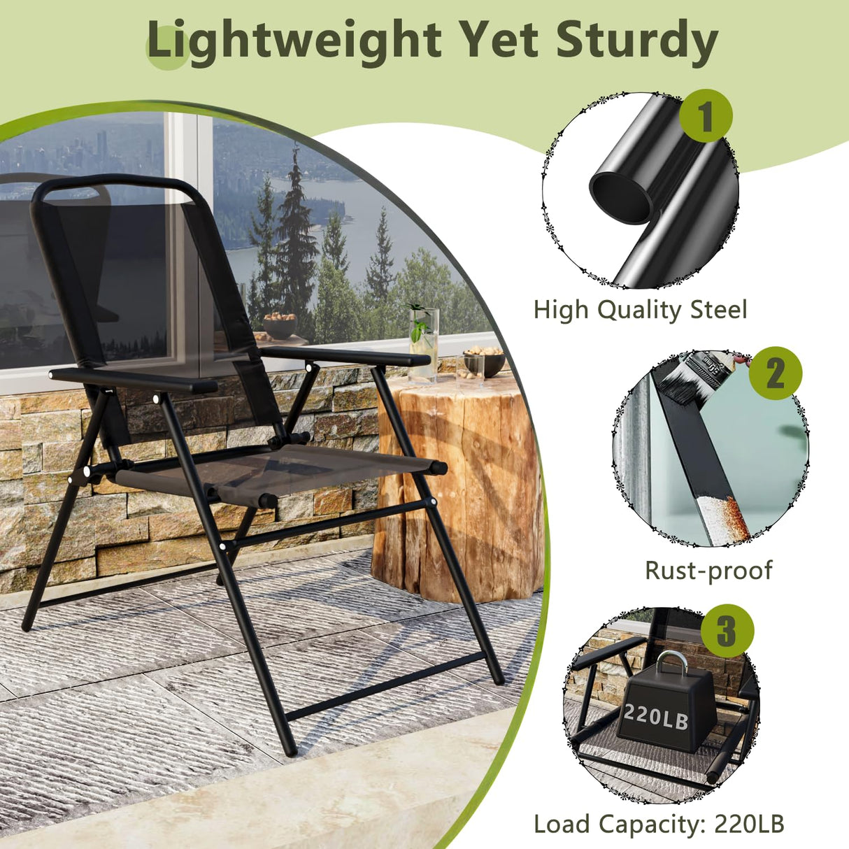 Tornivk 6 Pieces Patio Dining Set for 4, Small Outdoor Patio Table and Chairs Set, Patio Furniture Set with Umbrella & 4 Folding Chairs Portable Garden Dining Table Set for Garden, Backyard, Lawn Tornivk