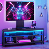 YITAHOME Black TV Stand with Mount, Modern TV Stand for 70/65 inch TV LED Entertainment Center with Adjustable Mount & Power Outlet, TV Console Cabinet, Black YITAHOME