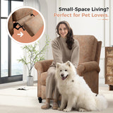 ANJ Push Back Recliner Chair, Textured Fabric Overstuffed Wingback Recliner, Adjustable Pushback Chair with Padded Seat and Back, Single Reclining Sofa for Living Room, Bedroom(Retro Brown) ANJ