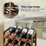 28-Bottle Wine Rack Free Standing Floor, Solid Wood 7-Tier Display Wine Storage Shelves with Tabletop, Wobble-Free Bottle Holder for Cellar Kitchen Bar Dining Room Living Room, Light Brown FLYJOE