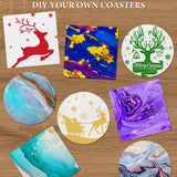 Ceramic Tile for Crafts Coasters, 24 Pack White Tiles Unglazed 4 Inch with 24 Pack Cork Backing Pads Includes Square and Round Ceramic Coasters for DIY Arts Craft Project Coasters (24) HawHawToys