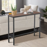 Awonde Rectangle Bar Table 41" Bar Height Pub Table Industrial Table for Kitchen Dining Room Living Room Entryway Sofa Console Table with Brown Wood Top Black Matel Frame Awonde