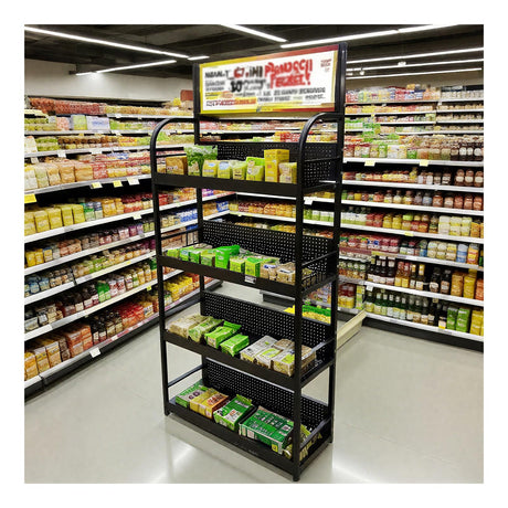 BFECGDXT 4-Tier Metal Shelving Unit, Supermarket Heavy Duty Garage Standing Shelf, Stores Storage Rack Retail Display Racks, for Home Kitchen and Warehouse, W 31.4" x H 67" BFECGDXT