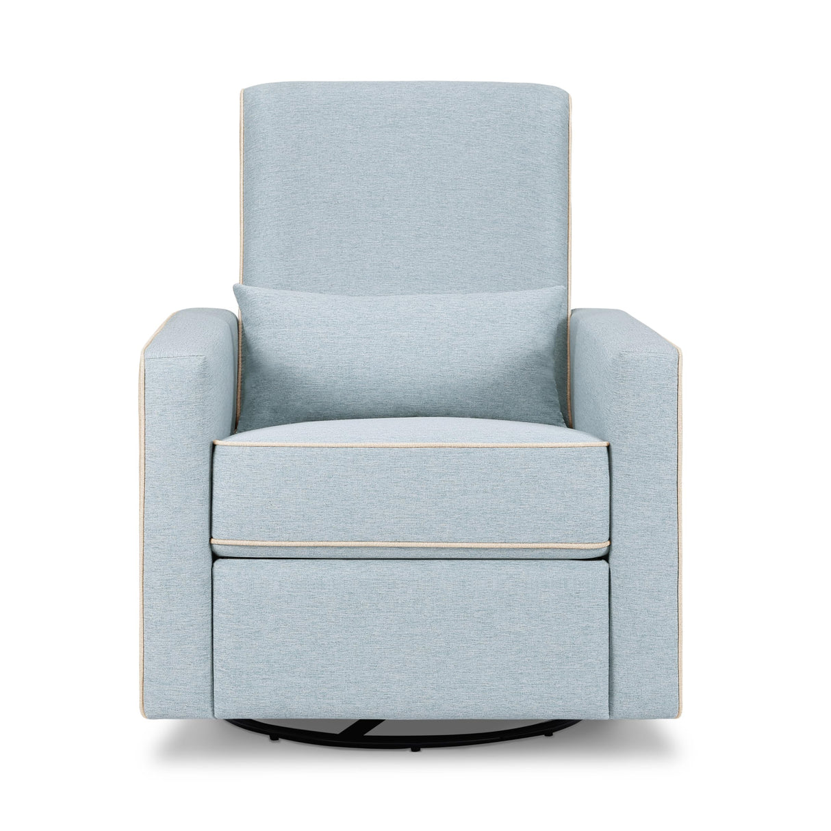 DaVinci Piper 360° Swivel Rocker Recliner Chair, Rocking Chair for Nursery & Living Room, GREENGUARD Gold, FSC & Certi-PUR US Certified, Comfy Nursery Glider Recliner - Heathered Blue w/Cream Piping DaVinci