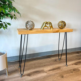 Kirpi Entryway Console Table Solid Wood, Narrow Sofa Table Midcentury Modern Live Edge, 40-inch Rustic Wood Hallway Table, Entry Table Farmhouse, Kirpi