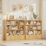 FINETONES Toy Storage Organizer, Large Toy Organizers and Storage with 4 Movable Drawers and 7 Storage Cubbies, Toy Chest Shelf Kids Bookshelf with Hidden Wheels, Natural FINETONES