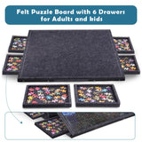 Pllieay 1000 Pieces Jigsaw Puzzle Board with 6 Drawers and Cover, 30"x22" Felt Jigsaw Puzzle Table for Adults, Portable Puzzle Organizer & Storage System, Puzzle Accessories Birthday Gift Pllieay