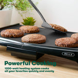 BELLA Electric Griddle with Crumb Tray - Smokeless Indoor Grill, Nonstick Surface, Adjustable Temperature Control Dial & Cool-touch Handles, 10" x 16", Black BELLA