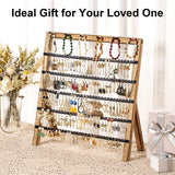 Emfogo Earring Holder Organizer, 6 Tier Earring Display Stand with 285 Holes & 6 Bracelet Rods, Rustic Wood Jewelry Organizer for Earring Bracelet Necklace Ring, Gifts for Women (Rustic) Emfogo