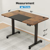 MOUNTUP 55x28 Inches Electric Height Adjustable Standing Desk, Sit Stand Desk with Memory Controller, Ergonomic Stand Up Desk for Home Office with Splice Board, Rustic Brown+Black MOUNTUP