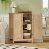 Iwell Storage Cabinet, Rattan Cabinet with Adjustable Shelf, for Living Room, Entryway, Kitchen, Home Office, Nature Iwell