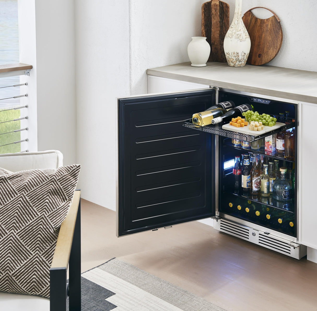 Zephyr Presrv 24 Inch Outdoor Wine Fridge & Beverage Refrigerator Single Zone Under Counter - Drink Chiller Freestanding Stainless Steel Door - 136 cans (Single-Zone Outdoor Wine & Beverage Cooler) Zephyr