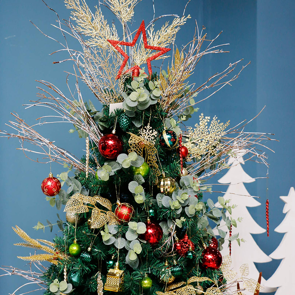 ROSELEAF 30ct 2.36" Shatterproof Christmas Tree Ornaments - Red, Green, Gold Plastic Hanging Balls - Christmas, Wedding And Engagement Occasion ROSELEAF