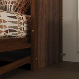 PVWIIK Queen Size Murphy Bed with Storage Shelf & Support Plate for Adult,Girls,Boys,Wood Hidden Wall Bed Cabinet,Space-Saving,No Box Spring Needed, Walnut PVWIIK