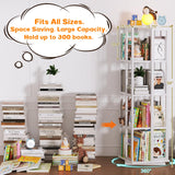 Aheaplus 360° Rotating Corner Bookshelf - Space-Saving Wood Bookcase for Small Spaces, White Aheaplus