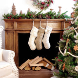 LimBridge Christmas Stockings Cable Knit, 3 Pack 18 inches Large Size Knitted Xmas Stockings, Rustic Farmhouse Boho Style Stocking Decorations for Family Holiday Season Decor, White & Beige LimBridge