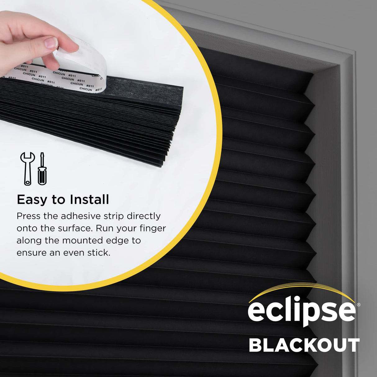 ECLIPSE Blackout Paper Pleated Shade - Cordless Durable Cut-to-Width Multi Pack Window Shades, 48 in x 72 in (2 Pack), Black Eclipse