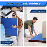 SereneLife Midsize Portable Ping Pong Table Set with Net, Clipper, Post - 6’ x 3’ Foldable Space-Saving Design, Blue SereneLife