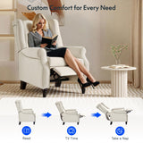 FLEXISPOT XC5 Pushback Recliner Chair for Adults, Mid Century Wingback Accent Chair with Rivet Decoration, Tufted Upholstered Single Sofa Armchair for Living Room, Bedroom, Study (PU, Brown) FLEXISPOT