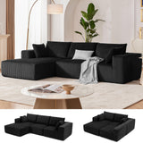 108” Modular Sectional Sofa, Cloud Sectional Couch with Deep Seat, Modern Modular L-Shape Sofa Couch with Chaise,Upholstered Couches for Living Room Bedroom (Black, Left Facing Chaise) Weture