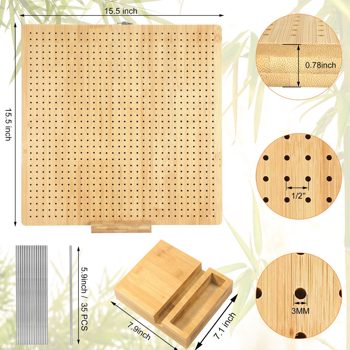 Aulin 15.5"" x 15.5"" Foldable Crochet Blocking Board with Pegs | 35 Stainless Steel Rod Pins - Upgrade Large Blocking Boards for Crochet Projects, Gifts for Crocheters, Mothers, Grandmothers Aulin