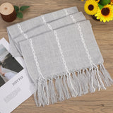 Boho Table Runner, Rustic Farmhouse Cotton and Linen Table Runner with Hand-Tassels, Elegant Kitchen Table Runner for Daily Dining Bedroom Decor and Event Holiday Party Decor 13×72 inches, Grey Vspek