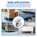 TRY-YEAN 4 Pack 6 Inch Heavy Duty Caster Wheels, Anti-Skid All Swivel Industrial Casters 2204lbs, 360 Degree Top Plate, 2 w/Brakes 2 No Brakes Polyurethane Plate Casters for Cart Furniture Workbench TRY-YEAN