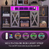 YITAHOME 33.5'' Tall TV Stands for Living Room, TV Entertainment Center with LED Light, TV Stand for TVs up to 70 Inch, Tall TV Console Cabinet with Power Outlets, Grey YITAHOME