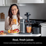 Ninja JC151 NeverClog Cold Press Juicer, Powerful Slow Juicer with Total Pulp Control, Countertop, Electric, 2 Pulp Functions, Dishwasher Safe, 2nd Generation, Charcoal Ninja