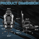 Homall Gaming Chair, Video Game Chair with Footrest and Massage Lumbar Support, Ergonomic Computer Chair Height Adjustable with Swivel Seat and Headrest (White) Homall