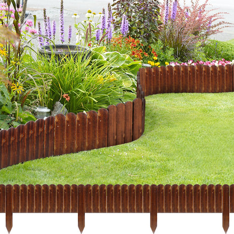 Garden Wooden Fence,6ft X 8in Pine Wood Flower Bed Edging Borders, No Fading Planter Fencing for Outdoor Patio Lawns Yard Flower Bed Decoration SHATGYI