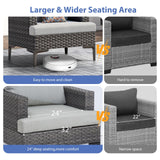 10 Pieces Patio Sectional Furniture Set with 44" Propane Fire Pit Table, 60000BTU Wicker Outdoor Sectional Coversation Set, Thick Cushion Deep Seat, Outdoor Furniture for Porch,Backyard,Deck (Grey) ABCASA