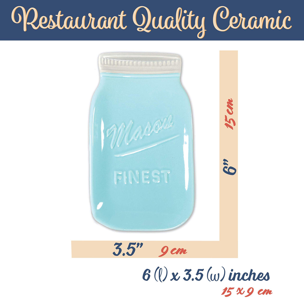 Blue Mason Jar Spoon Rest - Kitchen Spoon Holder for Stove Top - Ceramic Ladle Holder for Cooking Utensil in Rustic, Antique, Farmhouse Design Sparrow Decor