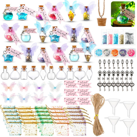 Jinei 174 Pieces Fairy Magic Potions Kit with 24 Magic Witch Potion Bottles Wing DIY Magic Fairy Potion Making Kit for Fairy Theme Decorations Jinei