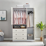 Generic Tall Wardrobe Armoire White 3 Door & 3 Drawers Bedroom Storage Cabinet Closet, Large, E126258846664 Generic