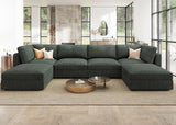 HONBAY Modular Sectional Couch with Storage Corduroy Sectional Sofa with Chaise U Shaped Sectional Couches for Living Room,Green HONBAY