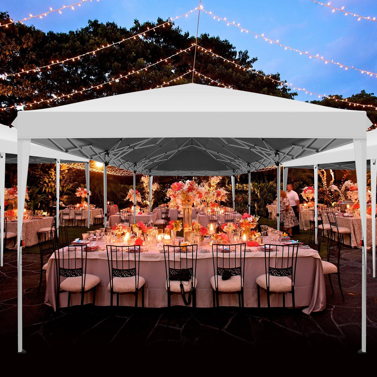 COBIZI 10x30 Pop Up Canopy Tent with Removable Sidewalls, Waterproof Portable Easy Up Canopy with Carry Bag, Instant Outdoor Shelter Tents for Parties, Events, Backyard Gatherings, Weddings, White COBIZI