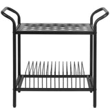 MyGift Modern Matte Black Metal Record Player Holder Stand with Vinyl Storage Organizer, Premium Quality 2 Tier Turntable Display Table Rack MyGift