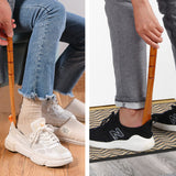 Premium Wooden Shoe Horn, 2 PCS Shoehorns Durable, 13" Long Handle Shoe horns, Lazy Shoe Helper Spoons for Seniors, Kids, Pregnancy, Men, Women WLMALL
