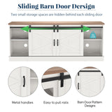 Kurapika Farmhouse TV Stand and Entertainment Center for TV Up to 75 Inch, with Adjustable Shelf and Sliding Barn Doors, Media Furniture with Storage Cabinet and Console Table, 67 Inch, White Kurapika