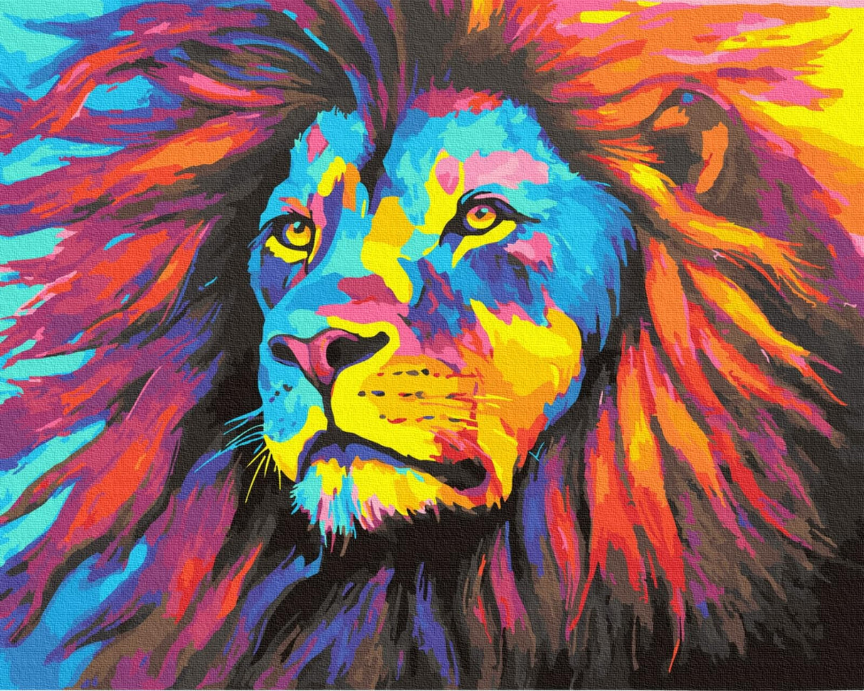 Lion Paint by Numbers Kits for Adults Beginner, Paint by Number for Kids, Number Painting Art Craft Kit for Adults, King of Colorful Lion 16x20inch Komking